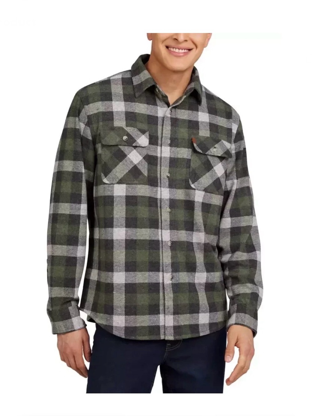 Men's Green Plaid Button-Up Shirt
